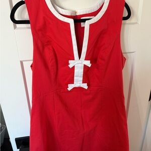 Lilly Pulitzer Red Sleeveless Sheath Dress with White Trim and Bow Accents